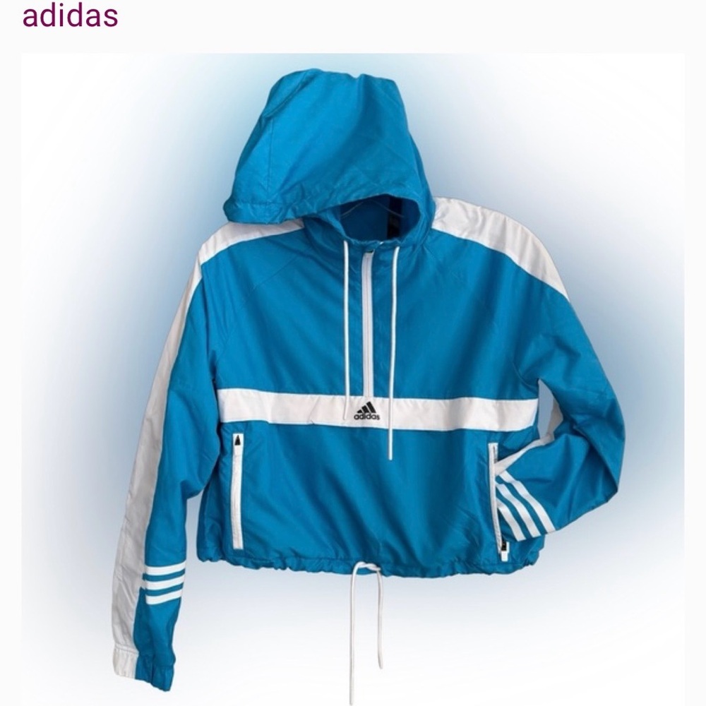 Adidas Blue and White Women's Jacket - Picture 12 of 13